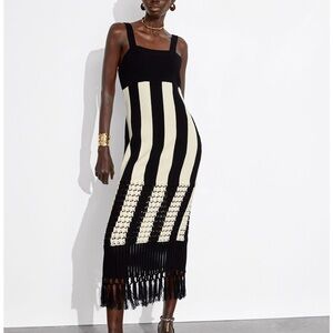 & Other Stories Fringed Knit Midi Dress
